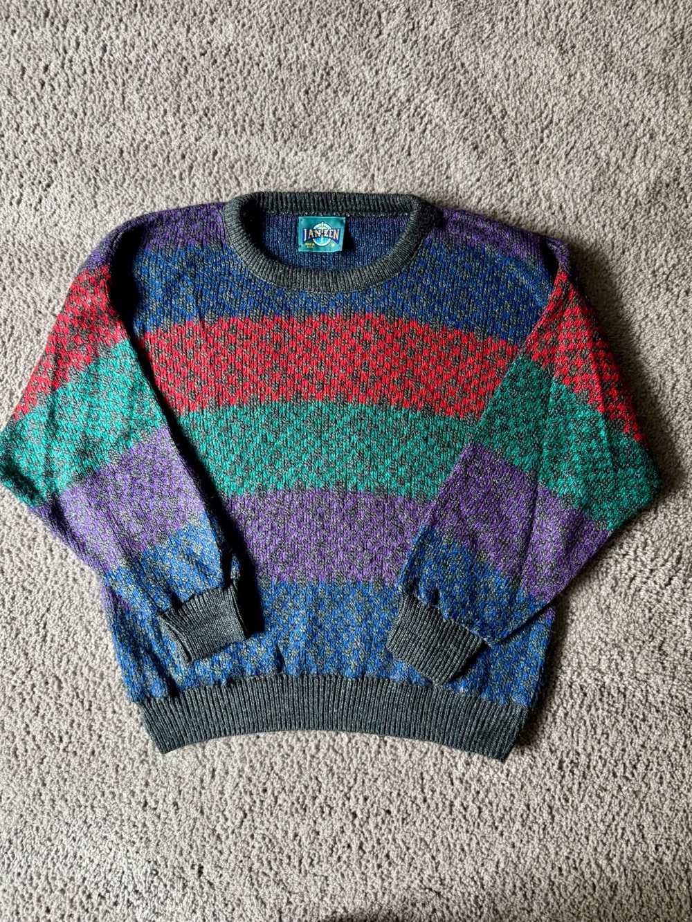 Jantzen Vintage Multicolor Striped Crewneck Sweater - Men's M